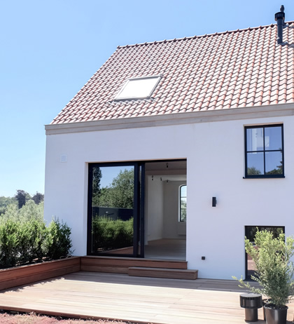 Achterzijde renovatie halfopen bebouwing Malle